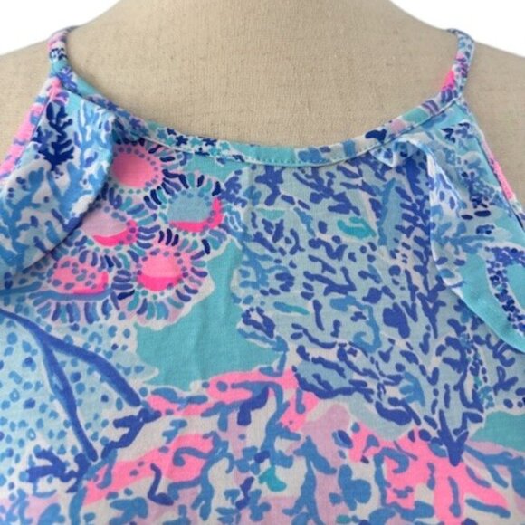 Lilly Pulitzer Blue and Pink Billie Tank Top Blouse in Now You Sea Me Medium NWT - Picture 4 of 15
